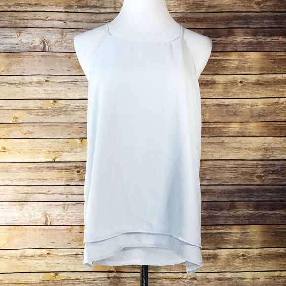 Stella Luce Tops - Stella Luce Grey Racerback Layered Tank Top Blouse